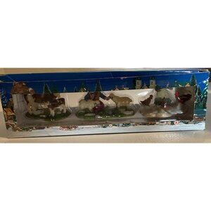 Heartland Valley Village 3pc Deluxe Accessory Set Farm Cows Sheep Chickens 2”